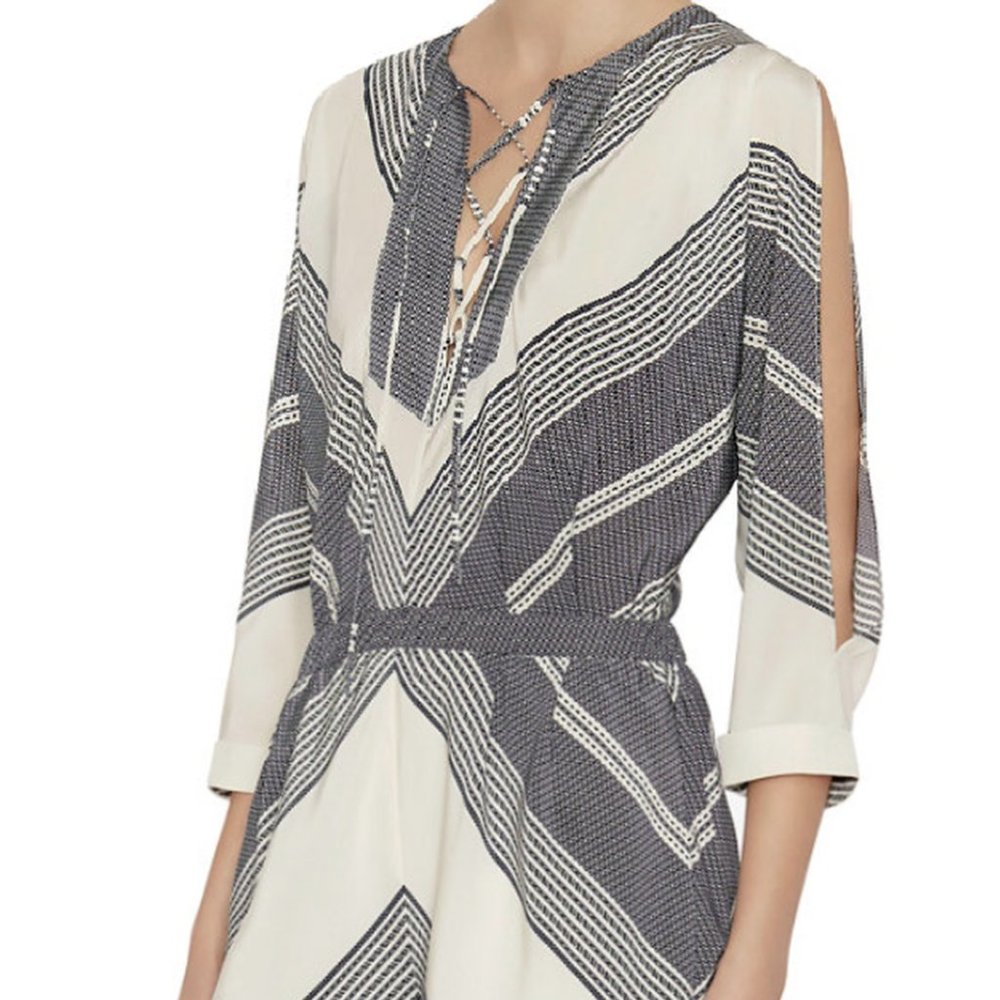 Derek Lam 10 Crosby Blue/White Chevron Romper Sz 2